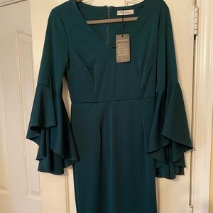 Dark Green Bell sleeve dress NWT